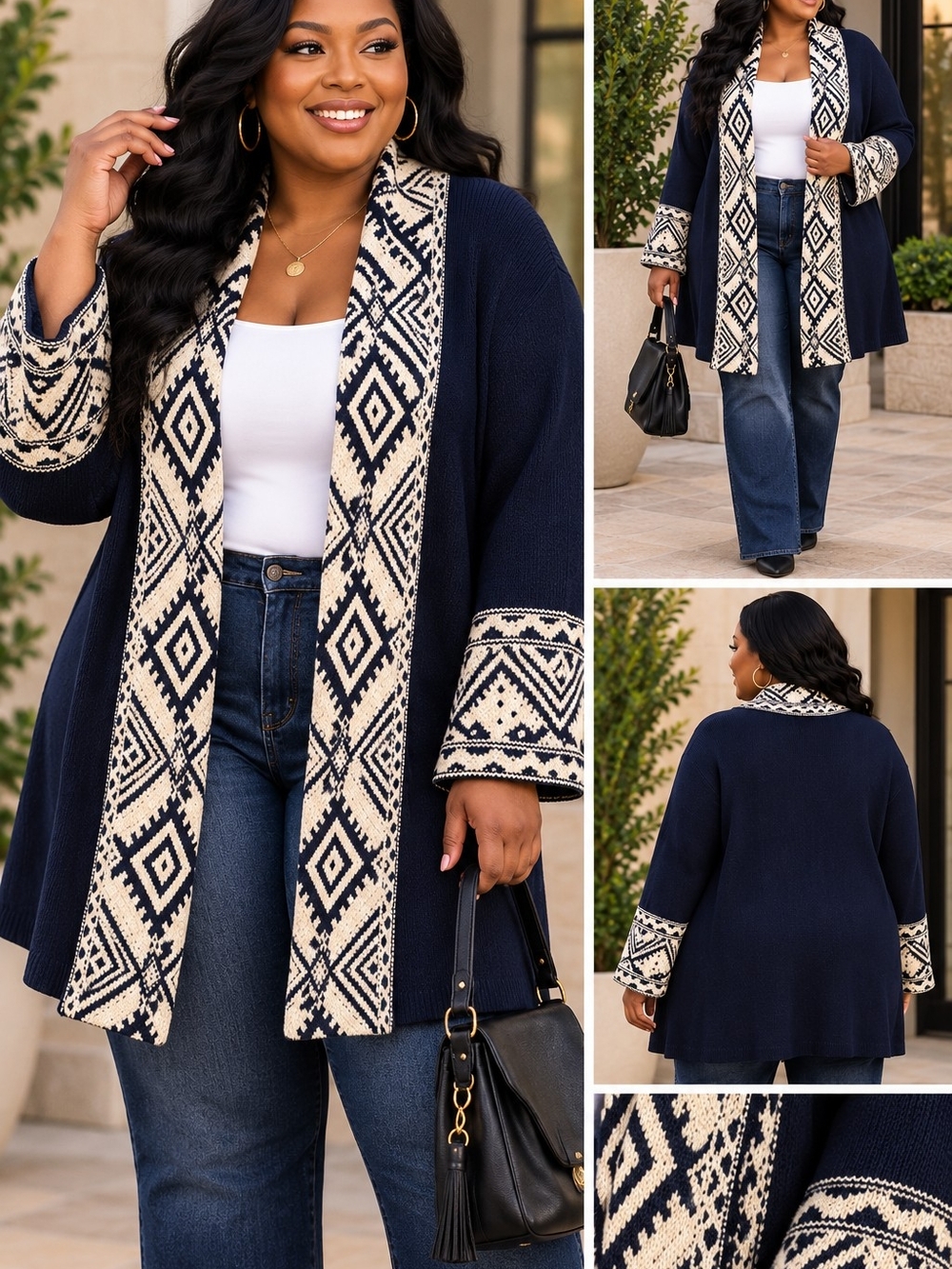 Lauren Ralph Lauren | Size 3X | Navy & Cream | EUC | Cotton/Acrylic Blend